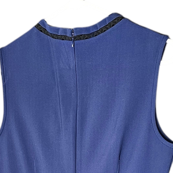 Yigal Azrouel Sleeveless Cutout Bodycon Blue Black Midi Dress Size 8 - Picture 6 of 12